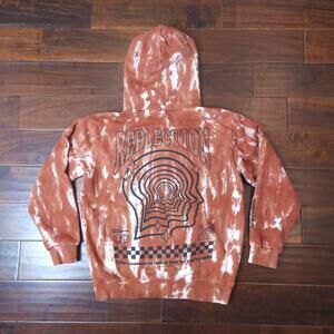 Seek Discomfort Reflection Burnt Orange Tie Dye Hoodie Men's XS Kangaroo Pocket